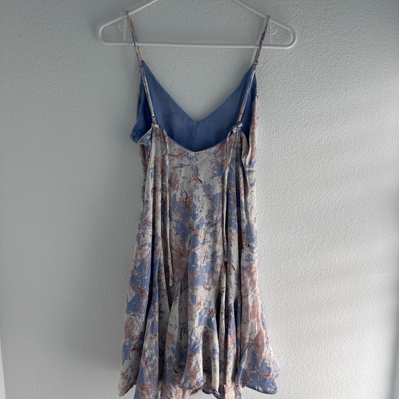 ASTR The Label Godet Dress XS Blue Multi Tie Dye Slip Skater Mini Romantic - Picture 5 of 10